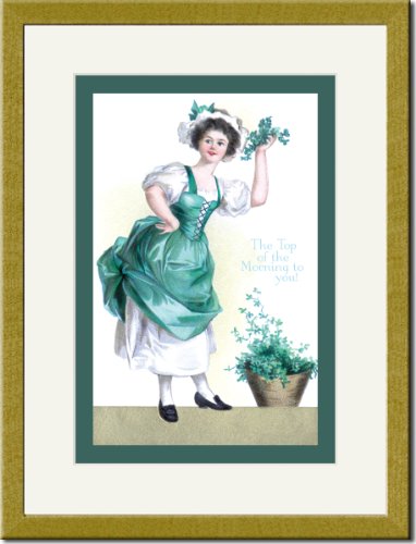 Gold Framed/Matted Print 17x23, Shamrocks For You