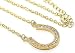 Lucky Crystal Horseshoe Charm Necklace Gold Tone