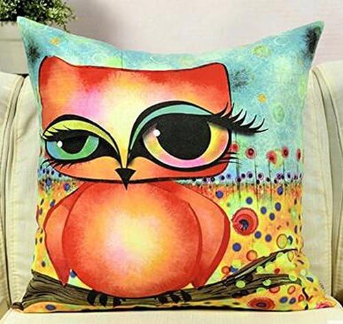 Oil painting Abstract color cartoon cute animal series Owl elephant tiger lion panda fox deer zebra Throw Pillow Case Cushion Cover Decorative Cotton Blend Linen Pillowcase for Sofa 18 "X 18 " (1)