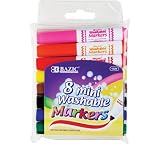 Bazic Mini Premium Washable Markers, Assorted Colors, 8 per Pack (Case of 24) (1220-24)