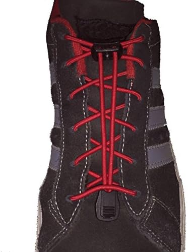 Pull-Tight Elastic Shoelaces, 3-Pack, RED (No Tie Elastic Shoelaces)