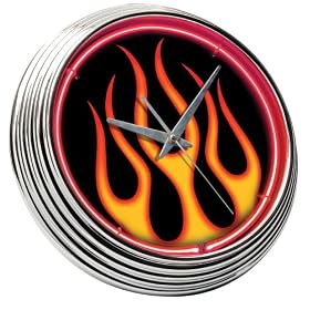Flames Neon Clock