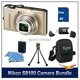 Nikon COOLPIX S8100 Gold Digital Camera 8GB Bundle w/ Reader, Digpro Case,  ....