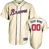 Atlanta Braves Majestic -Personalized With Your Name- Alternate Ivory Replica Jersey