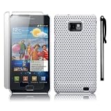SAMSUNG GALAXY S2 WHITE MESH HARD CASE / COVER / SHELL + SCREEN PROTECTOR + STYLUS PART OF THE QUBITS ACCESSORIES RANGEby Qubits
