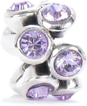 Bella Fascini Light Amethyst Purple Rounds With Swarovski Crystal Element Stones - Colorful Fashion and June Birthstone - Solid 925 Sterling Silver European Charm Bracelet Bead - Compatible Brands: Authentic Pandora, Chamilia, Moress, Troll, Ohm, Zable, Biagi, Kay's Charmed Memories, Kohl's, Persona & more!