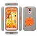 Samsung Galaxy S5 Case, Galaxy S5 Case, BENTOBEN Hybrid Protective Soft&Hard Case with Rotating Kickstand Belt Clip Holster Cover Case for Samsung Galaxy S5 S V I9600 GS5 All Carriers, Gray/Orange
