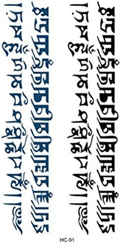 Blanche Lynn Mixed Design Waterproof Temporary Tibetan Sanskrit & Letter & Partysu Geometry Tattoo Body Art Stickers , Pack of 4
