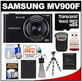 Samsung MV900F Multiview Smart Wi-Fi Digital Camera (Black) with 16GB Card + Case + Battery + Tripod + Accessory Kit