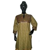 Indian Gift-designer Cotton Kurti Coverup Clothing of India Casual Dresses Neckline Embroidery Size M