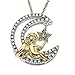 14k Two-Tone Gold Moon and Angel Diamond Pendant (1/8 cttw, J Color, I2 Clarity)