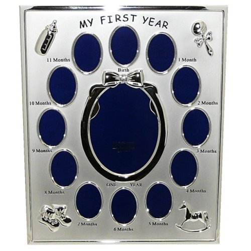 Silver Colour My First Year Baby Multi-Photo Frame - Holds 13 photos