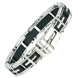 Mens 316L Stainless Steel Rubber Cross One of a Kind Bracelet Bangle