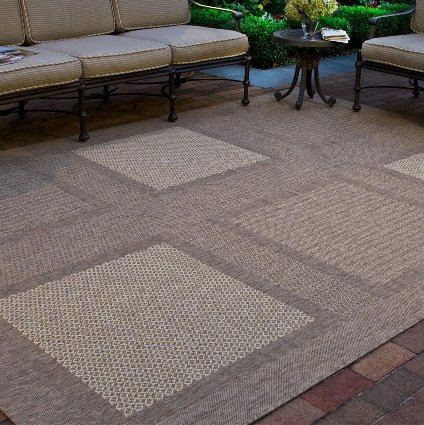Safavieh CY1928-3901 Courtyard Collection Sand and Black Indoor/Outdoor Area Rug, 4-Feet by 5-Feet 7-Inch