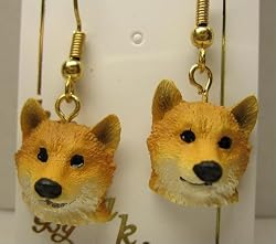 Shiba Inu Earrings - Dog Figurine Hanging Earrings