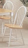 Set of 2 Natural & White Finish Windsor Dining Chairs