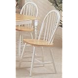 Set of 2 Natural and White Finish Windsor Dining Chairs by visiondecor Furniture