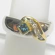 14K Two-Tone Gold Blue and White Diamond Ring