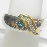 14K Two-Tone Gold Blue and White Diamond Ring