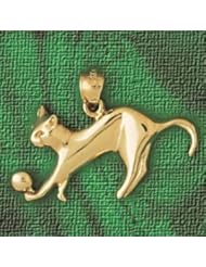 Dazzlers Solid 14k Gold Cat Playing With Ball Charm Pendant Available in three colors from jewelsberry (weights: 3.3 grams only)