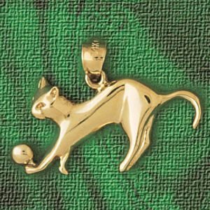 Cheap Girls Jewelry Dazzlers Solid 14k Gold Cat Playing With Ball Charm Pendant Available in three colors from jewelsberry (weights: 3.3 grams only) For Sale