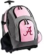 University of Alabama Rolling Backpack Deluxe Pink Alabama Crimson Tide - Backpacks Bags with Wheels or School Trolley Carry-On Bags - Unique Wheeled Gifts for Girls Ladies- CUTE!