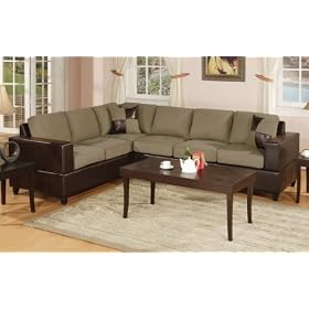 2pcs Sectional Sofa Set - Contemporary Pebble Color