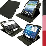 igadgitz 360° Drehbar Schwarz PU Ledertasche Hülle für Samsung Galaxy Tab 3 10.1