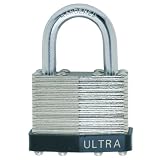 Ultra Hardware 56055 1-1/4-Inch Laminated Steel Padlock, Single Bumper, Keyed Alike, Zinc
