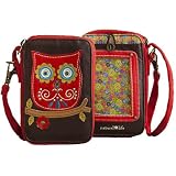 Vegan Leather Phone Wristlets - Owl (Red)