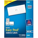 Avery Easy Peel Address Labels for Inkjet Printers, 1 x 2.62 Inch, Box of 750 Labels, White (08160)