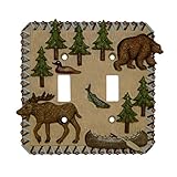 Moose and Bear Mountain Retreat Double Switchplate Cover