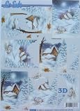 A4 3D step by step Le Suh decoupage sheet - Christmas - winter snow scenes