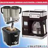 MR.COFFEE 35 ANNIVERSARY COFFEE MAKER MRX-35 SUNBEAM 2-SLICE TOASTER & 2 HEATED TRAVEL MUGS COMBO