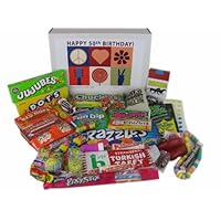 50th Birthday Gift Box Peace and Love Retro Candy- Jr.