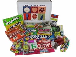 50th Birthday Gift Box Peace & Love Retro Candy- Jr.