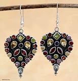 Amethyst and citrine earrings, 'Crown Hearts'