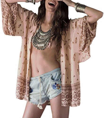 LIYT YONGHE Women's Floral Print Sheer Chiffon Loose Kimono Cardigan