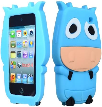 Bastex Cute 3D Silicone Animal Case for Apple iPod Touch 4, 4th Generation - Baby Blue Cartoon Cow
