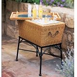 Rattan and Metal Ice Chest Table