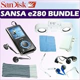 SanDisk Sansa e280 8 GB MP3 Player (Black) + Accessory Kit Bundle