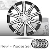 15 10 Spikes Silver Hubcap Covers with Black Rim Brand New Set of 4 Pieces 528 by Pilot