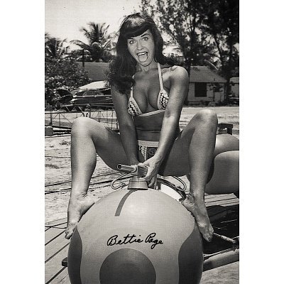 (13x19) Bettie Page Amusement Park Ride Archival Photo Poster Print