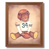 Green Bay Packers Football Teddy Bear Picture Oak Framed Art Print