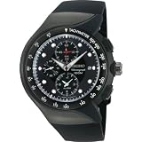Seiko Mens Alarm Chronograph Black Ion Finish Urethane Strap Watch #SNAD63 by Seiko