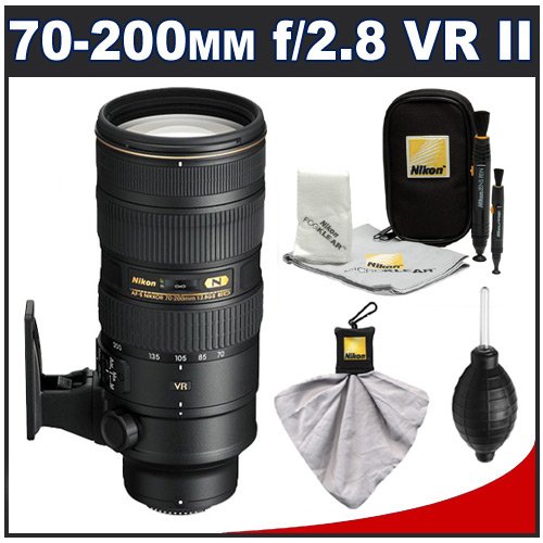 Nikon 70-200mm f/2.8G VR II AF-S ED-IF Zoom-Nikkor Lens + Nikon Cleaning Kit + Accessory Kit for Nikon D3, D3s, D3x, D300, D40, D60, D5000, D90, D7000, D300s, D3000 & D3100 Digital SLR Cameras