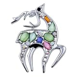 51M0KjZq3tL. SL160  Silver Reindeer Christmas Brooch