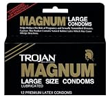 Trojan Magnum Large Size Latex Condoms, Lubricated, 12-Count Boxes (Pack of 3)