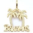 Bahamas Palm Trees Charm Diamond-Cut 14k Gold 21mm