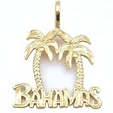Bahamas Palm Trees Charm Diamond-Cut 14k Gold 21mm